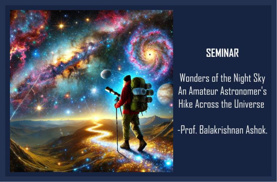 Starry night sky over a dark landscape